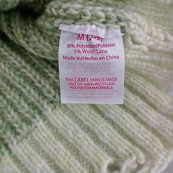 Sage & Cream Chunky Striped Knit Sweater – Mock Neck, Distressed Hem (Size M) - Picture 6 of 14